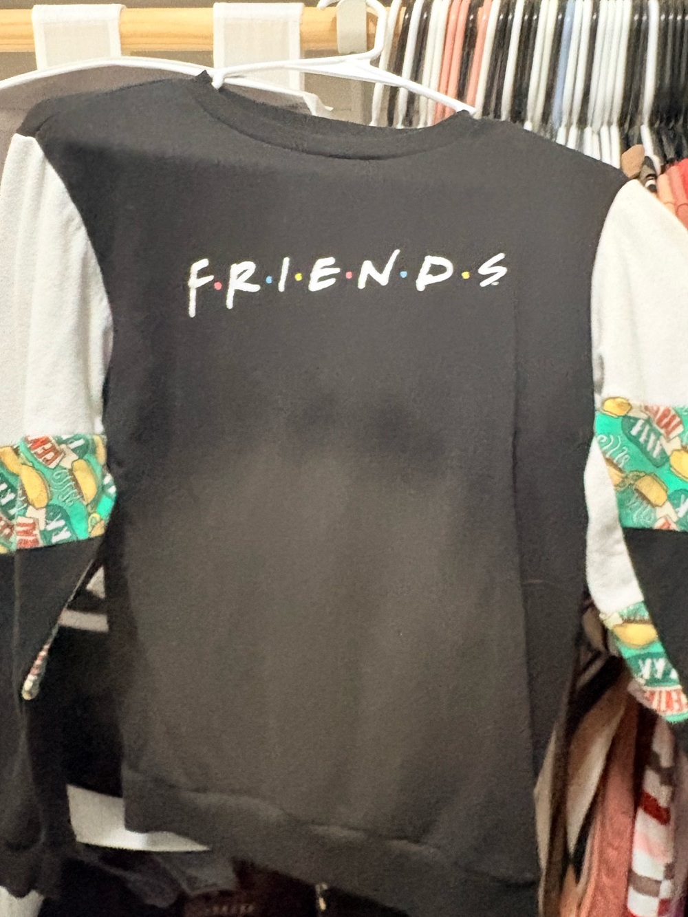 FRIENDS Graphic Crewneck Sweatshirt - Black with White & Teal Accents